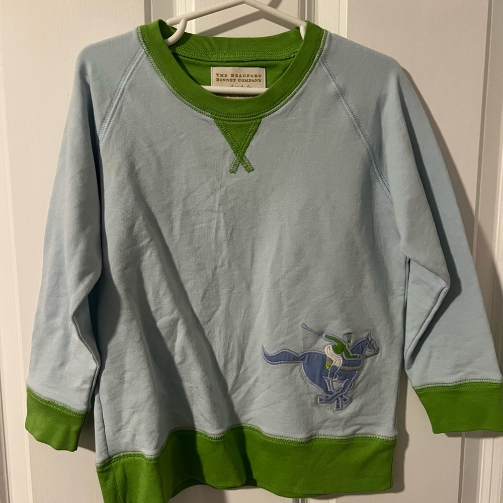 The Beaufort Bonnet Company for Keeneland Light Blue & Green Kids Sweatshirt